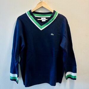 Lacoste Men's Navy Sweater with Green and White Accents 6